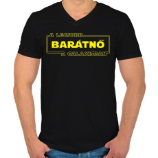 PRINTFASHION A legjobb barátnő a galaxisban - Férfi V-nyakú póló - Fekete