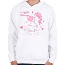 PRINTFASHION A legjobb édesanya - Gyerek kapucnis pulóver - Fehér gyerek pulóver, kardigán