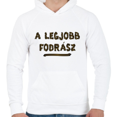 PRINTFASHION A legjobb fodrász - Férfi kapucnis pulóver - Fehér
