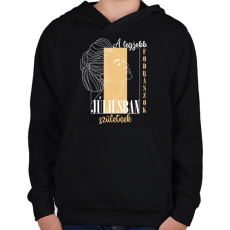 PRINTFASHION A legjobb fodrász - Hónappal (fehér) - Gyerek kapucnis pulóver - Fekete