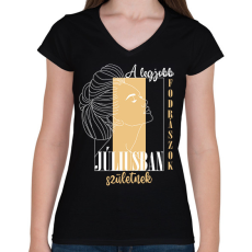 PRINTFASHION A legjobb fodrász - Hónappal (fehér) - Női V-nyakú póló - Fekete