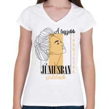 PRINTFASHION A legjobb fodrász - Hónappal (fekete) - Női V-nyakú póló - Fehér női póló