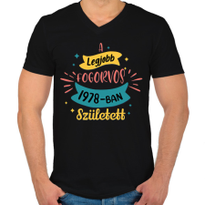 PRINTFASHION A legjobb fogorvos - Évszámmal - Férfi V-nyakú póló - Fekete férfi póló