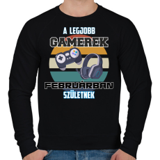 PRINTFASHION A legjobb Gamerek Februárban születnek  - Férfi pulóver - Fekete