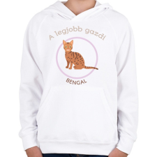 PRINTFASHION A legjobb gazdi - Bengal - Gyerek kapucnis pulóver - Fehér gyerek pulóver, kardigán