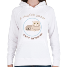 PRINTFASHION A legjobb gazdi - Exotic shorthair - Női kapucnis pulóver - Fehér női pulóver, kardigán