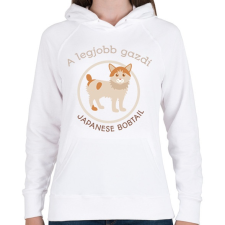 PRINTFASHION A legjobb gazdi - Japanese bobtail - Női kapucnis pulóver - Fehér női pulóver, kardigán