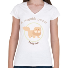 PRINTFASHION A legjobb gazdi - Persian - Női V-nyakú póló - Fehér