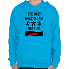 PRINTFASHION A legjobb guggolók júliusban születnek - Gyerek kapucnis pulóver - Azúrkék