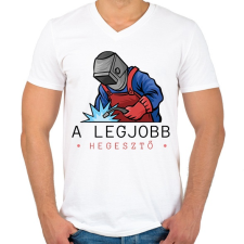 PRINTFASHION A legjobb hegesztő - Férfi V-nyakú póló - Fehér férfi póló