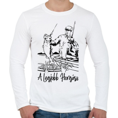 PRINTFASHION A legjobb horgász - Férfi hosszú ujjú póló - Fehér