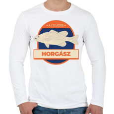 PRINTFASHION A legjobb horgász - Férfi hosszú ujjú póló - Fehér