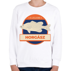 PRINTFASHION A legjobb horgász - Gyerek pulóver - Fehér