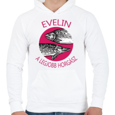 PRINTFASHION A legjobb horgász - Női névvel - Férfi kapucnis pulóver - Fehér