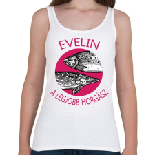 PRINTFASHION A legjobb horgász - Női névvel - Női atléta - Fehér női trikó