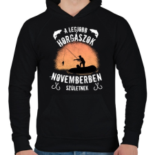 PRINTFASHION a legjobb horgászok - Férfi kapucnis pulóver - Fekete férfi pulóver, kardigán