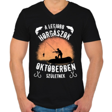 PRINTFASHION a legjobb horgászok - Férfi V-nyakú póló - Fekete