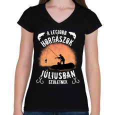 PRINTFASHION a legjobb horgászok - Női V-nyakú póló - Fekete