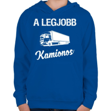 PRINTFASHION A legjobb kamionos - Gyerek kapucnis pulóver - Királykék gyerek pulóver, kardigán