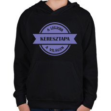 PRINTFASHION A legjobb keresztapa a világon - Gyerek kapucnis pulóver - Fekete
