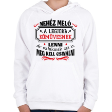PRINTFASHION A legjobb kőművesnek lenni - Gyerek kapucnis pulóver - Fehér