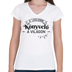PRINTFASHION A legjobb könyvelő a világon - Női V-nyakú póló - Fehér