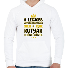 PRINTFASHION A legjobb kutyakozmetikus - Férfi kapucnis pulóver - Fehér férfi pulóver, kardigán