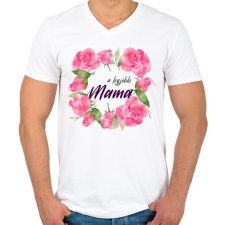 PRINTFASHION A legjobb Mama - Férfi V-nyakú póló - Fehér férfi póló