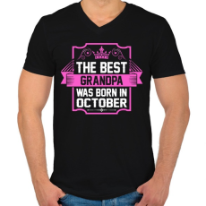 PRINTFASHION A legjobb nagypapa októberben született - Férfi V-nyakú póló - Fekete