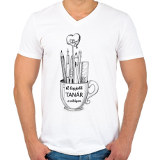 PRINTFASHION A legjobb tanár a világon - Bögrés - Férfi V-nyakú póló - Fehér