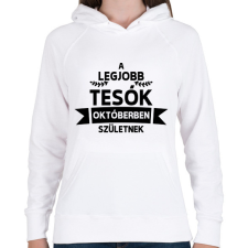 PRINTFASHION A legjobb tesók októberben születnek - Női kapucnis pulóver - Fehér női pulóver, kardigán