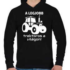 PRINTFASHION A legjobb traktoros a világon! - Férfi kapucnis pulóver - Fekete férfi pulóver, kardigán