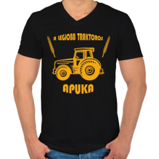 PRINTFASHION A legjobb traktoros apuka - Férfi V-nyakú póló - Fekete