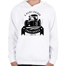 PRINTFASHION A legjobb traktoros! - Gyerek kapucnis pulóver - Fehér gyerek pulóver, kardigán