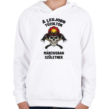 PRINTFASHION A legjobb tűzoltók - Gyerek kapucnis pulóver - Fehér gyerek pulóver, kardigán