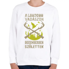 PRINTFASHION A legjobb vadászok decemberben születtek - Gyerek pulóver - Fehér