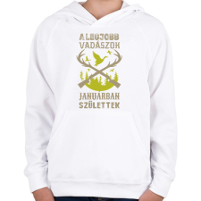 PRINTFASHION A legjobb vadászok januárban születtek - Gyerek kapucnis pulóver - Fehér gyerek pulóver, kardigán