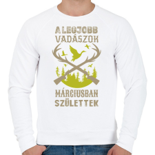 PRINTFASHION A legjobb vadászok márciusban születtek - Férfi pulóver - Fehér férfi pulóver, kardigán