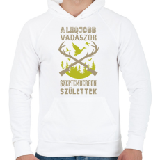 PRINTFASHION A legjobb vadászok szeptemberben születtek - Férfi kapucnis pulóver - Fehér