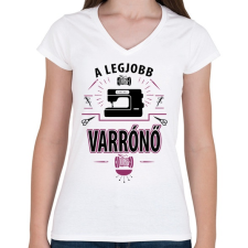 PRINTFASHION A legjobb varrónő - Női V-nyakú póló - Fehér női póló