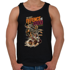 PRINTFASHION A legjobb védekezés a támadás - Férfi atléta - Fekete atléta, trikó