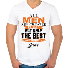 PRINTFASHION A legjobbak Júniusban születtek! - Férfi V-nyakú póló - Fehér férfi póló