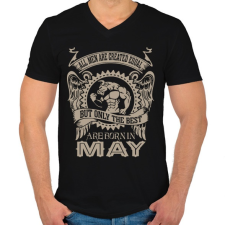 PRINTFASHION A legjobbak májusban születnek - Férfi V-nyakú póló - Fekete férfi póló