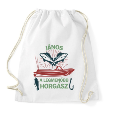 PRINTFASHION A legmenőbb horgász - Névvel - Sportzsák, Tornazsák - Fehér tornazsák