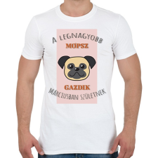 PRINTFASHION A legnagyobb gazdi - Mopsz - hónappal - Férfi póló - Fehér férfi póló