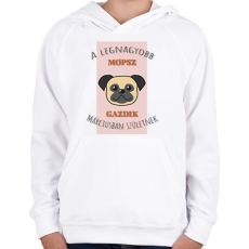 PRINTFASHION A legnagyobb gazdi - Mopsz - hónappal - Gyerek kapucnis pulóver - Fehér