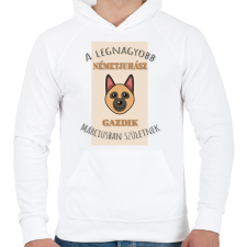 PRINTFASHION A legnagyobb gazdi - Németjuhász - hónappal - Férfi kapucnis pulóver - Fehér női pulóver, kardigán