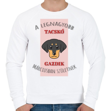 PRINTFASHION A legnagyobb gazdi - Tacskó - hónappal - Férfi pulóver - Fehér női pulóver, kardigán