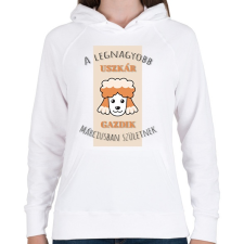 PRINTFASHION A legnagyobb gazdi - Uszkár - hónappal - Női kapucnis pulóver - Fehér női pulóver, kardigán
