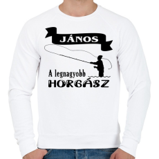 PRINTFASHION A legnagyobb horgász (egyedi névvel kérhető) - Férfi pulóver - Fehér